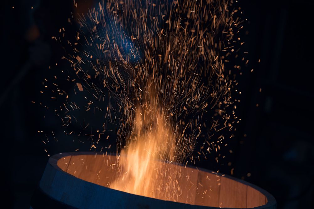 Barrel being charred
