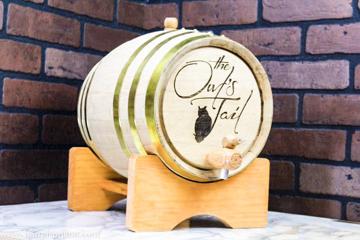 Oak Barrel -2.64 gallons (10 liter) Brass Hoop