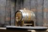 Picture of Dark Stain Oak Barrel with Galvanized Steel Hoops