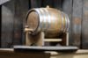 Picture of Dark Stain Oak Barrel with Galvanized Steel Hoops